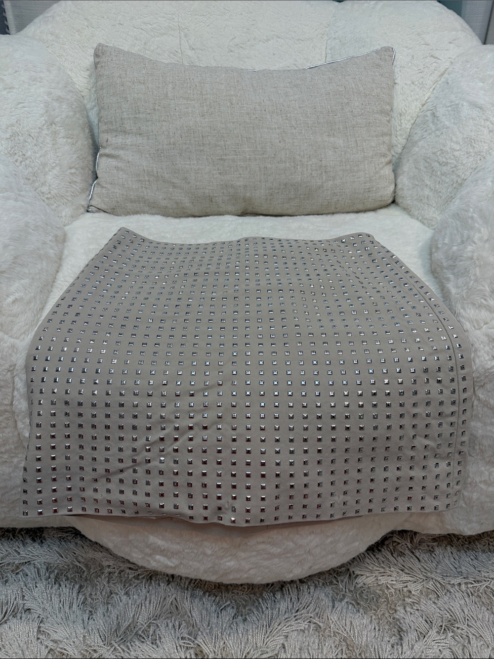 H&M Beige Mini Skirt with Silver Studs